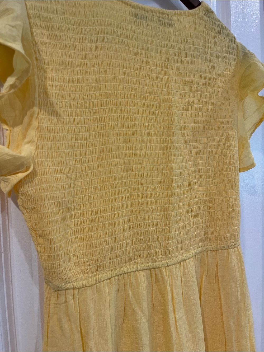 Emma & Michele Yellow Ruffle-Sleeve Tiered Dress - Picture 8 of 8